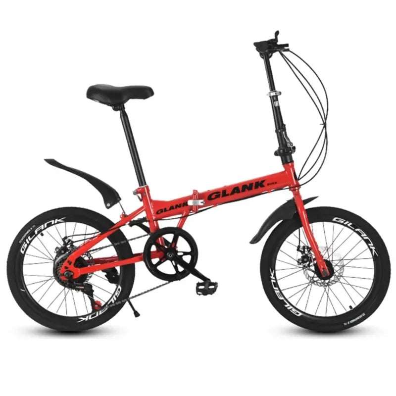 20-Inch Folding Bicycle Installation-Free Adult Riding Bicycle Youth Disc Brake 7-Speed Variable Speed Portable Mountain Bike