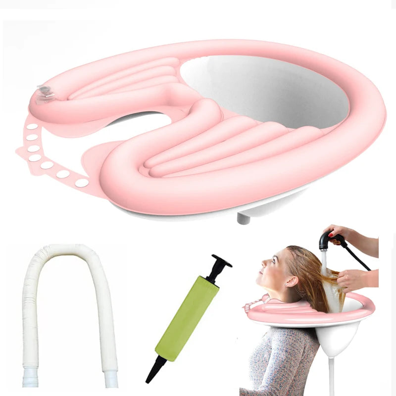 Portable Inflatable Hair Washing Tray Shampoo Bowl Washing Cutting Hair Without a Salon Chair for Handicapped Pregnant Woman Kid