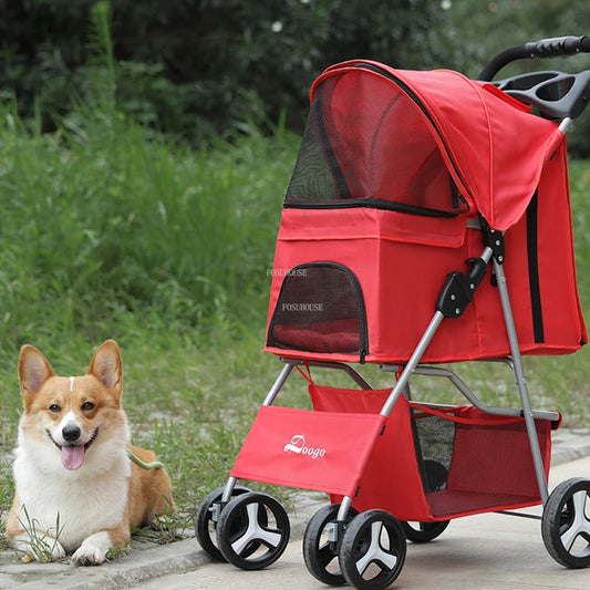 Lightweight Foldable Cat Dog Stroller European Minimalist Pet Strollers Modern Home Go Out Wheelchair Cart Pet Supplies