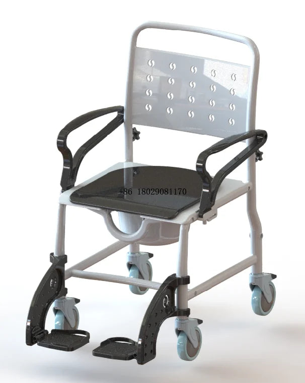 Seat Portable Commode Wheelchair for Elderly  Patent 3 in 1 Plastic Folding backrest PU