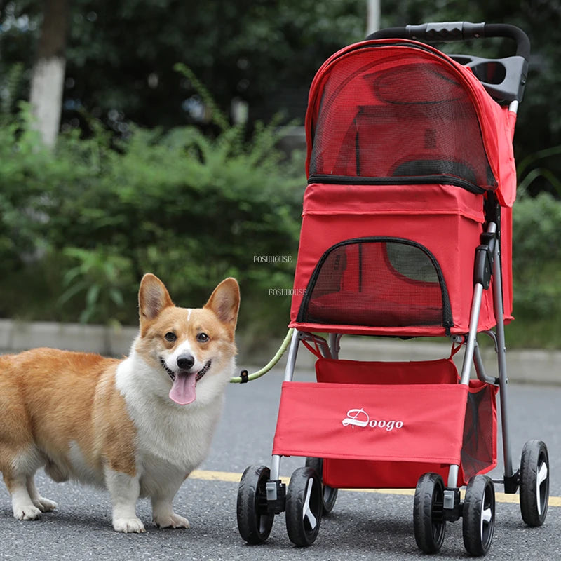 Lightweight Foldable Cat Dog Stroller European Minimalist Pet Strollers Modern Home Go Out Wheelchair Cart Pet Supplies