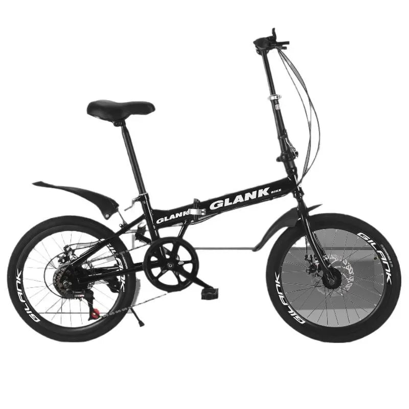 20-Inch Folding Bicycle Installation-Free Adult Riding Bicycle Youth Disc Brake 7-Speed Variable Speed Portable Mountain Bike