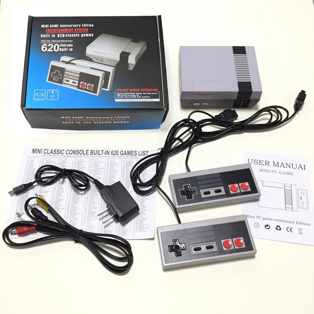 Built-in 620 Classic Retro Games Video Game Console NES 8 Bit 2 Players Support AV Output For TV Handheld Children's Toys Gift