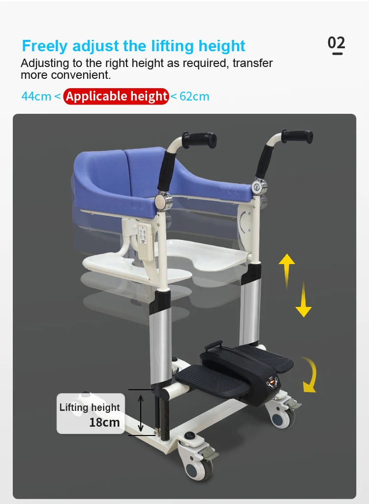 Elderly care waterproof electric lift patient transfer chair with commode hole handicap chairs Walker  Rollator