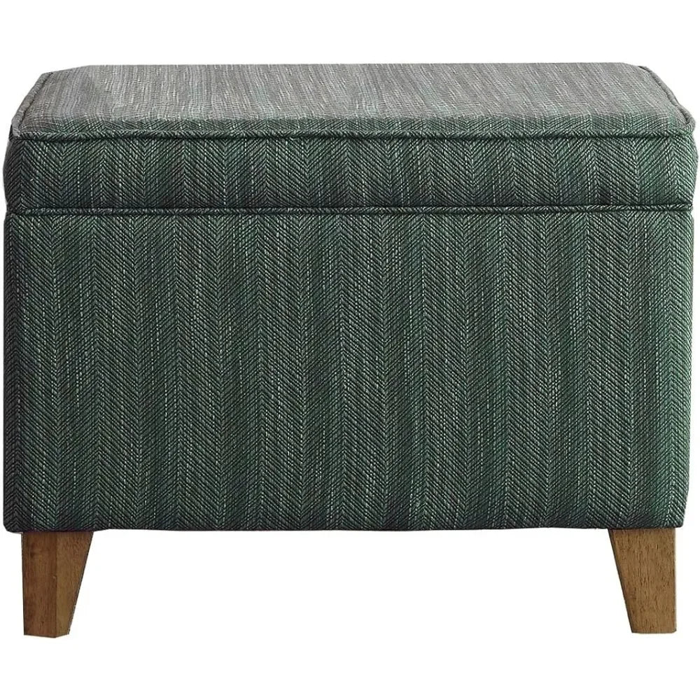 Home Decor | Medium Square Storage Ottoman with Hinged Lid | Ottoman with Storage for Living Room & Bedroom, Teal