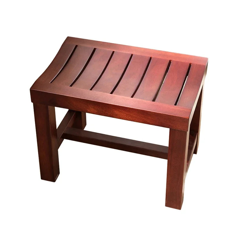 Wood waterproof footstool bathroom bench anti-corrosion low stools shoes solid stool bath shower