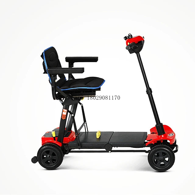 Folding Electric Mobility Scooter with Bag for Elderly Handicapped Foldable Scooter 4 Wheel Adult Auto