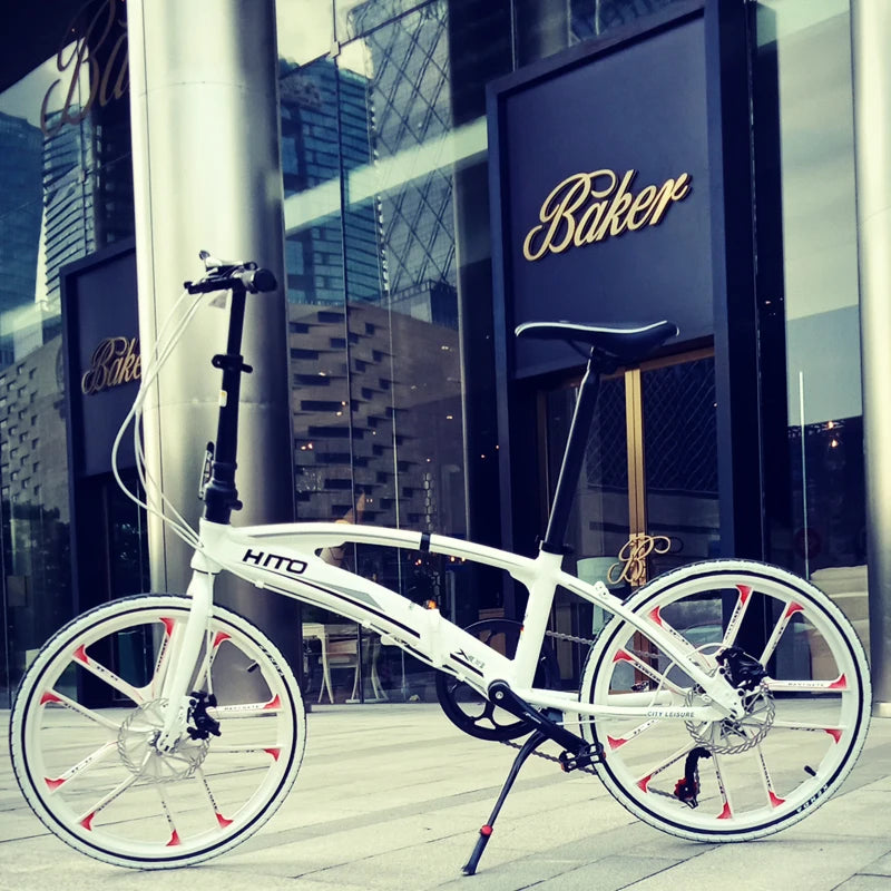 HITO-Double Tube Folding Bicycle, Super Portable Disc Brake, Variable Speed, Adult, Male and Female Road Bicycle, 22 Inch