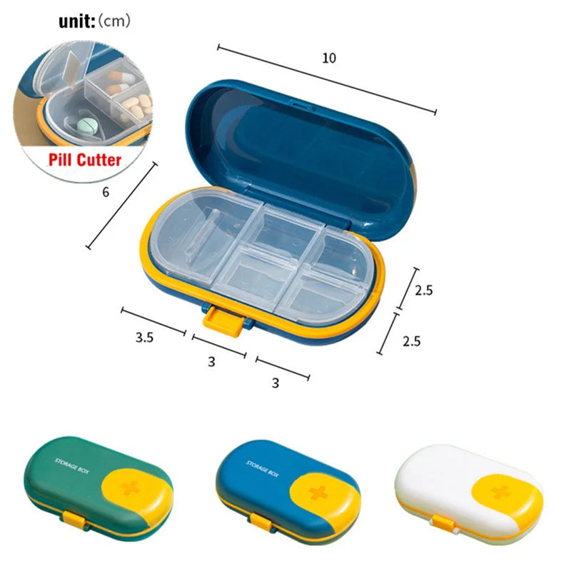 Portable 4/6 Grids Travel Pill Case with Pill Cutter Organizer Pill Box Medicine Storage Container Drug Tablet Plastic Pillboxes