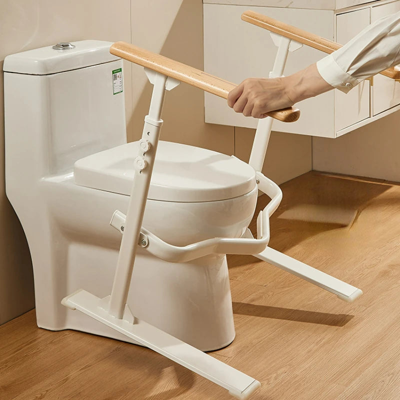 Thermostatic Non-slip Wood Grain Toilet Armrest Bracket, Handicap Grab Bars ,adjustable Height Handicap Transfer Support Frame