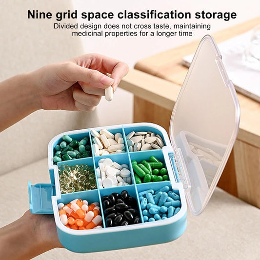 9 Grids Container Box Small Pill Cases Organizer Box Food Grade Storage Pill Box Portable Travel Case Home Container Supplies