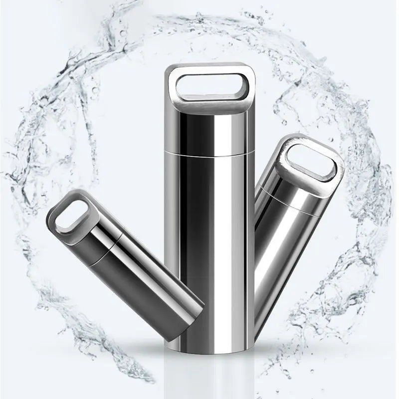 Stainless steel Medicine Tablet Storage Box Pill Case Waterproof Bottle Perfume Holder Ash Vial Pendant Charm DIY Supplies