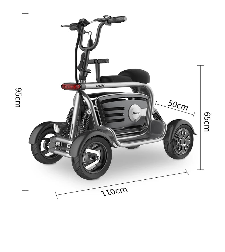 4 Wheels Dual Motor Electric Scooter Adults 800W 48V 4 Wheel Drive Mobility Scooter With Large Storage Basket 2 Seat For Women