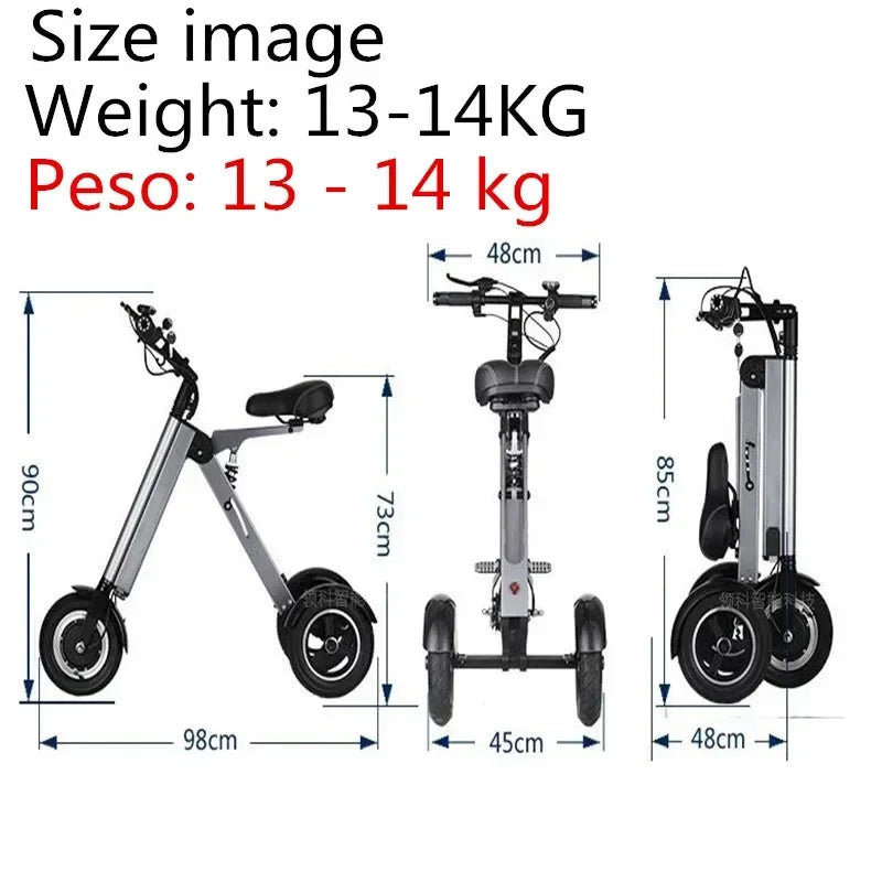 Foldable Electric Tricycle 250W 36V Mobility Scooter 10 Inches Hub Brake Aluminium Alloy Damping Small And Portable weight 14KG