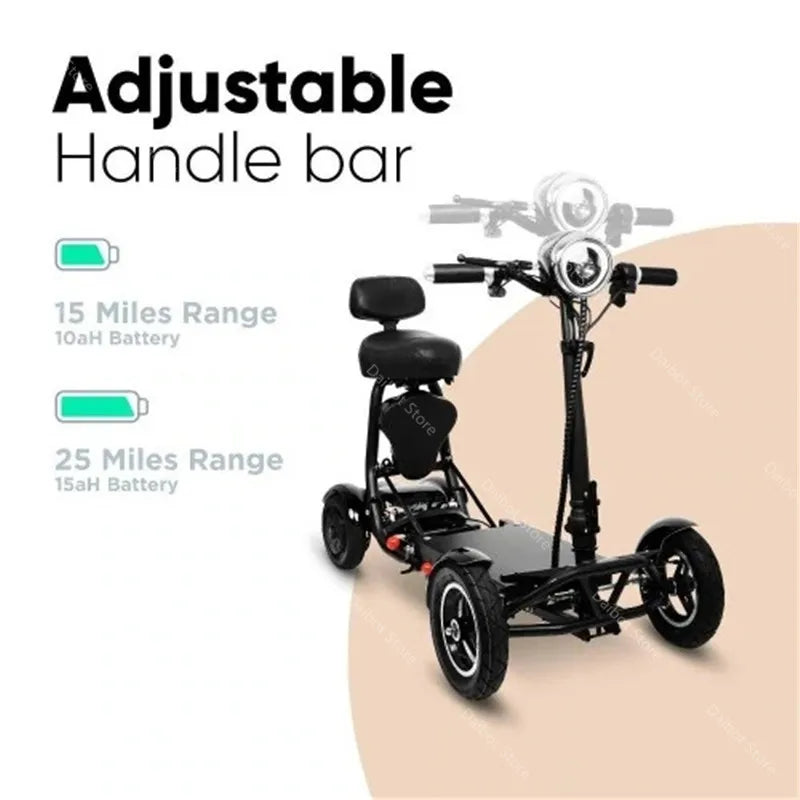 Adult 4 Ｗheel Electric Scooter With Folding Children's Seats 500W 36V Lightweight Smooth Mobility Electric Scooter For Elderly