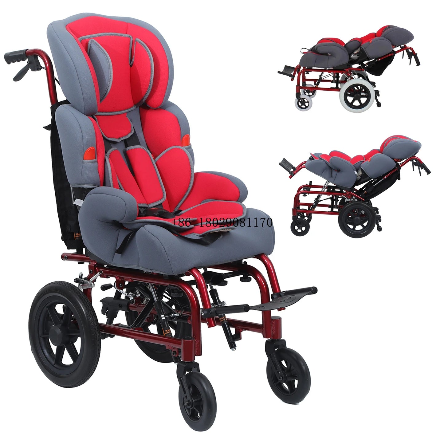 medical manual wheelchair with reclining backrest children cerebral palsy wheelchair factory wholesale