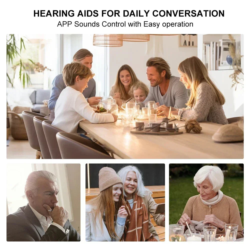 Self-Fitting OTC Hearing Aids, Mild to Moderate Hearing Loss,Bluetooth Hearing Aid with Invisible Fit Noise Support