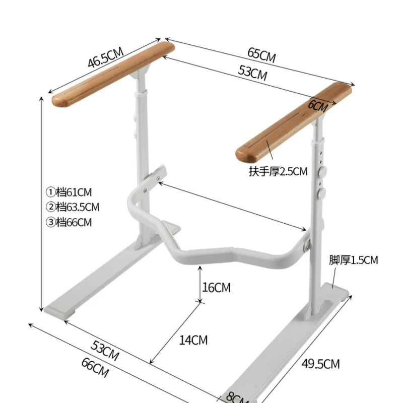 Thermostatic Non-slip Wood Grain Toilet Armrest Bracket, Handicap Grab Bars ,adjustable Height Handicap Transfer Support Frame