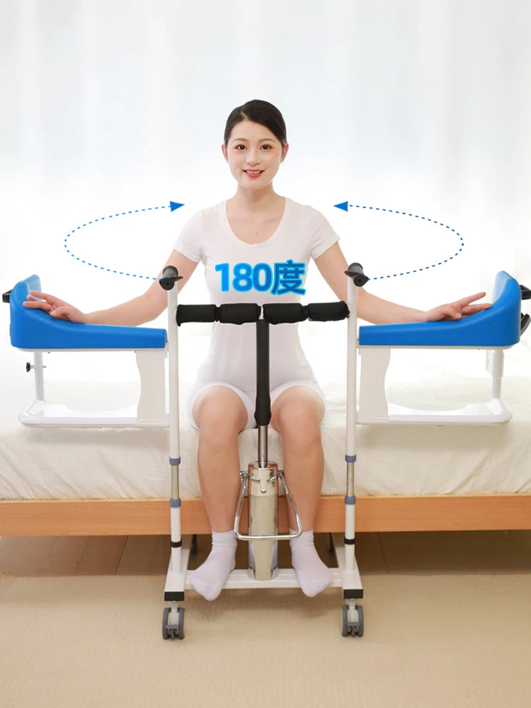 Elderly hydraulic displacement machine with multifunctional care for paralyzed patients, bathing, toilet seat, and lifting