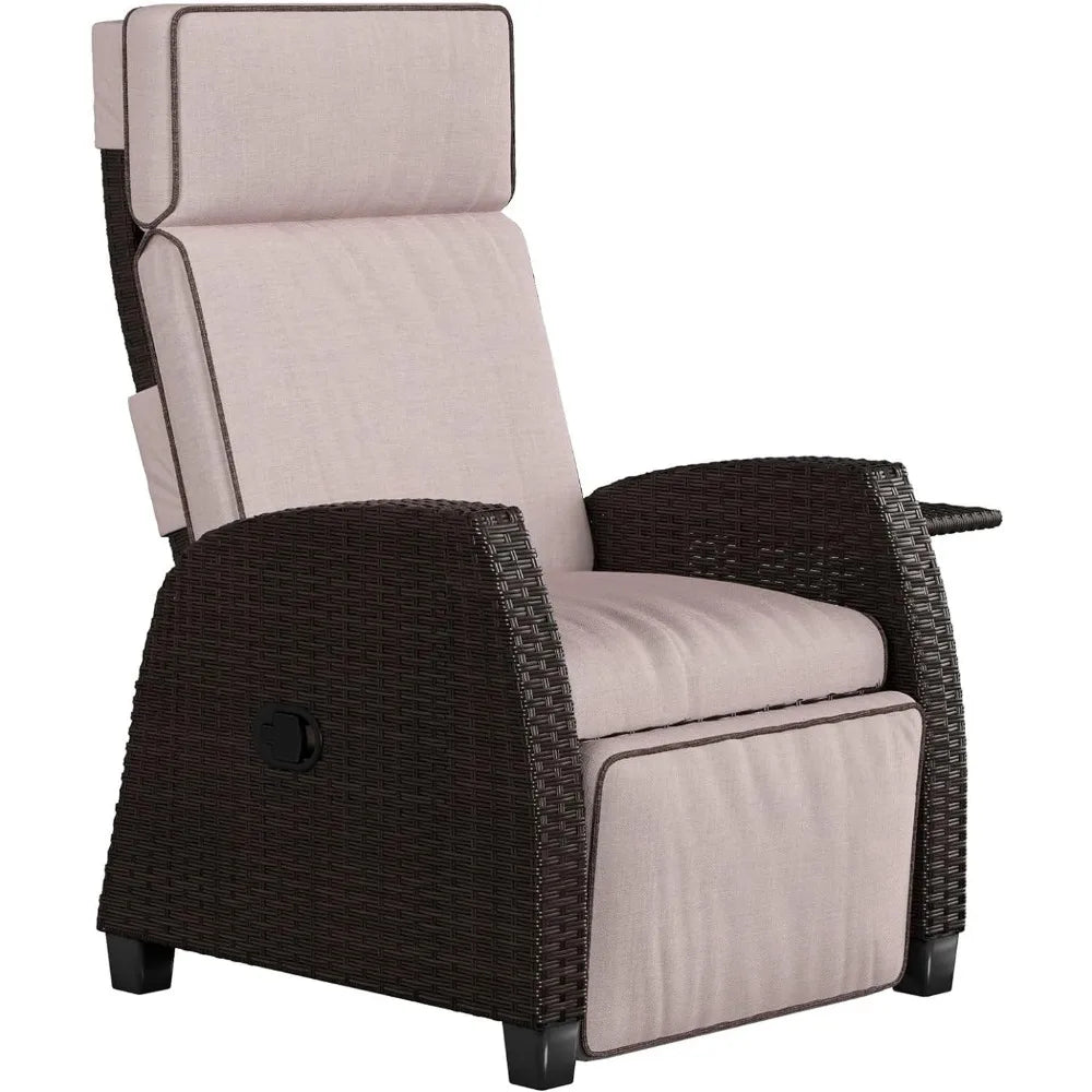 Recliner Chair, Indoor Outdoor Moor Lay Flat Recliners PE Wicker, Recliner Chair