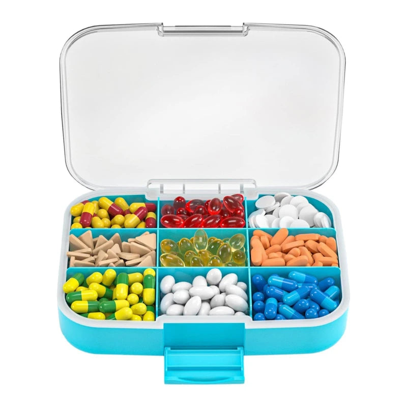 9 Grids Container Box Small Pill Cases Organizer Box Food Grade Storage Pill Box Portable Travel Case Home Container Supplies