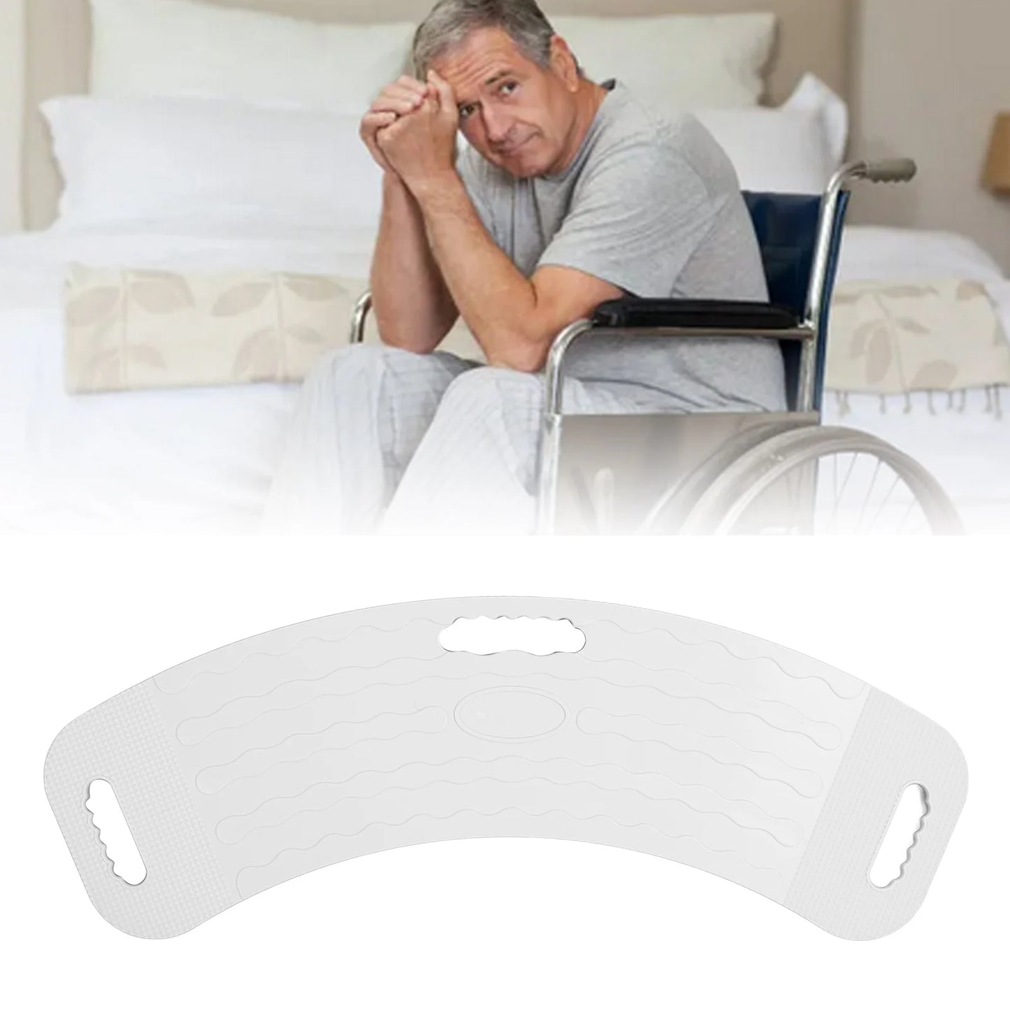 Curved Transfer Board Heavy Duty 3 Cut Out Handles Hold Up To 330lbs Handicap Move Assist for Senior Assist Board Home Aid Care