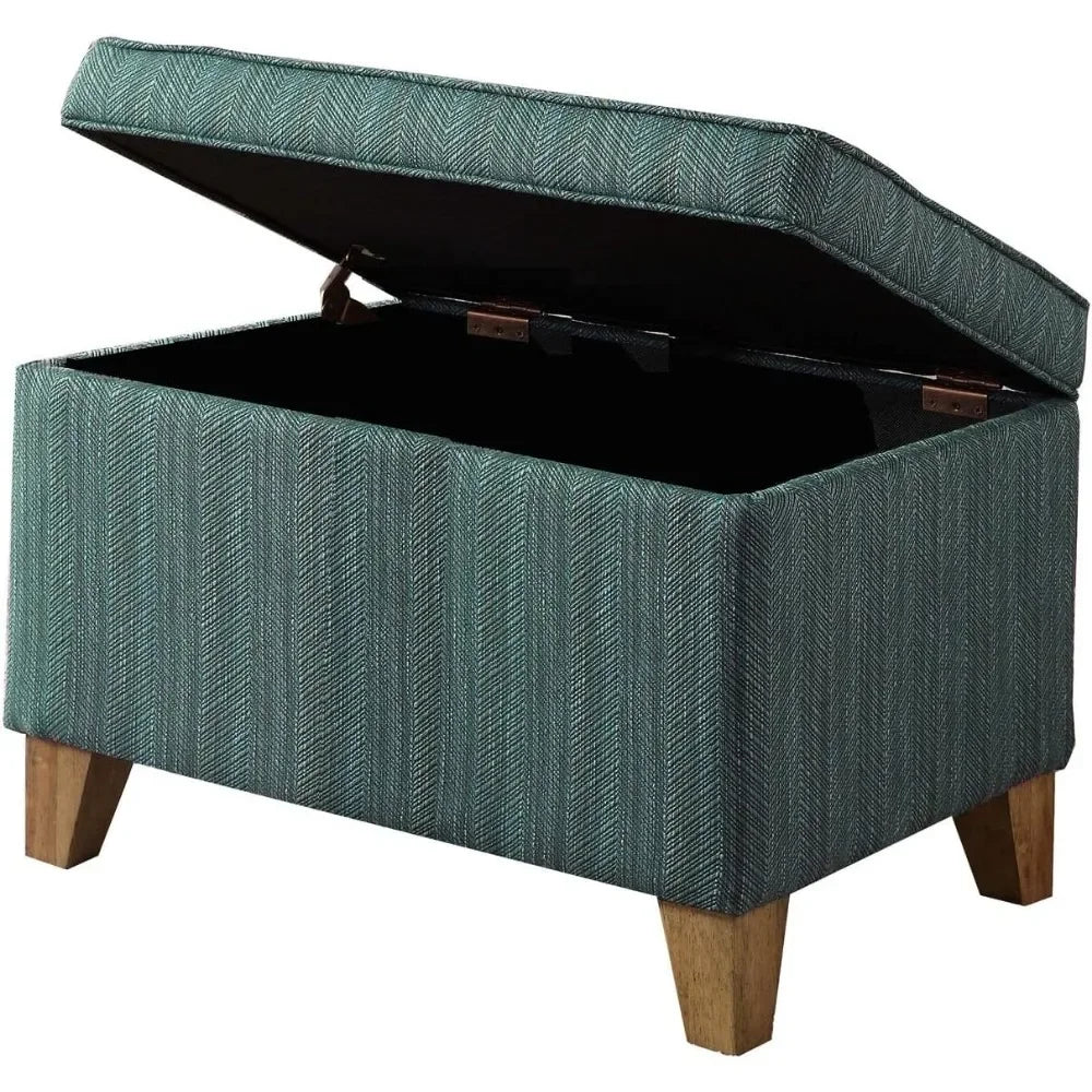 Home Decor | Medium Square Storage Ottoman with Hinged Lid | Ottoman with Storage for Living Room & Bedroom, Teal