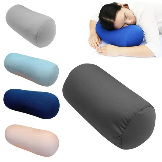 Super Soft Head Pillow Pure Color Cylindrical Pillow Microbead Back Convenient Pillow Roll Office Cushion Travel Nap Cushio S1E7