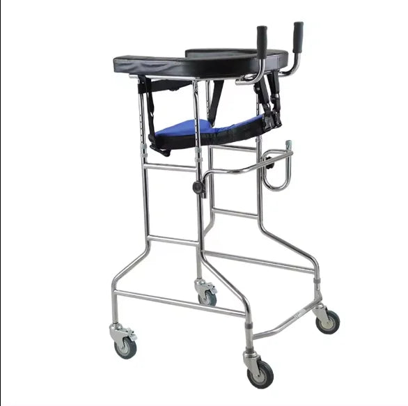 4 Wheels Handicapped Rehabilitation Training Children Adults Stand Disabled Walker Walking Aid