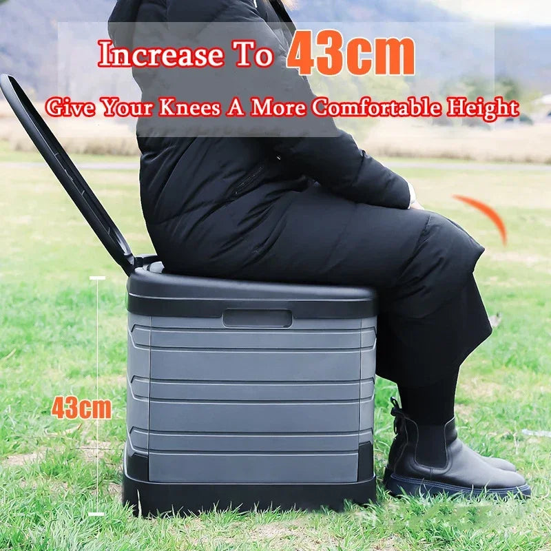 Outdoor Toilet Portable Folding Toilet Car Collapsible Big Toilet Self-driving Emergency Mobile Camping Toilets Adults Elderly