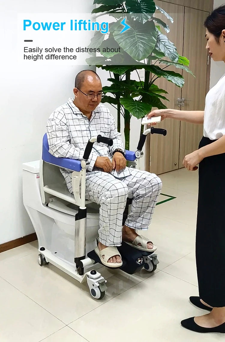 Elderly care waterproof electric lift patient transfer chair with commode hole handicap chairs Walker  Rollator