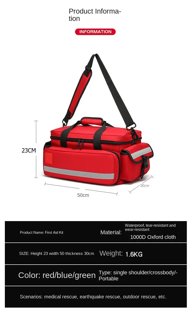 Large Capacity Multi-function Waterproof Medical Emergency Kit Oxygen Cylinder Tank First Aid Kit Aed Backpack