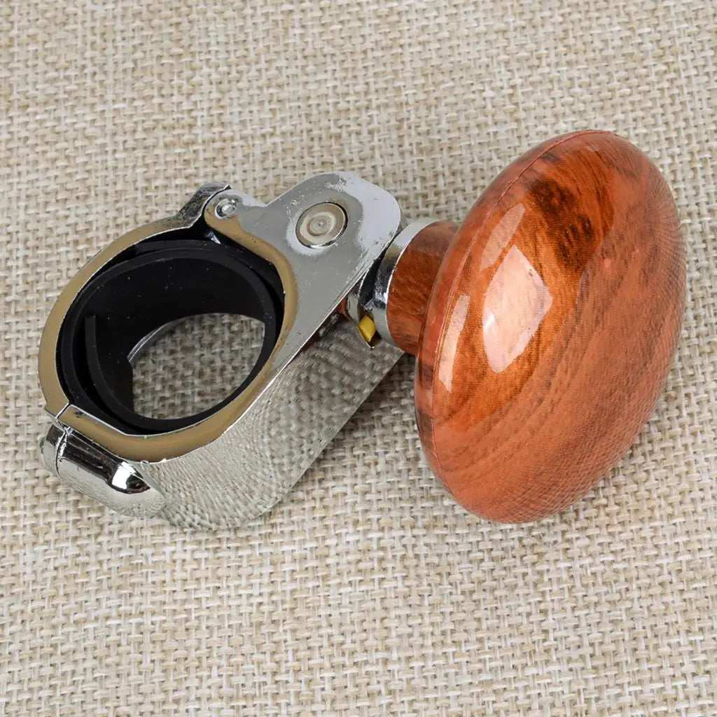 Universal Car Truck Front Steering Wheel Aid Handle Power Assister Spinner Knob Ball Wood Grain