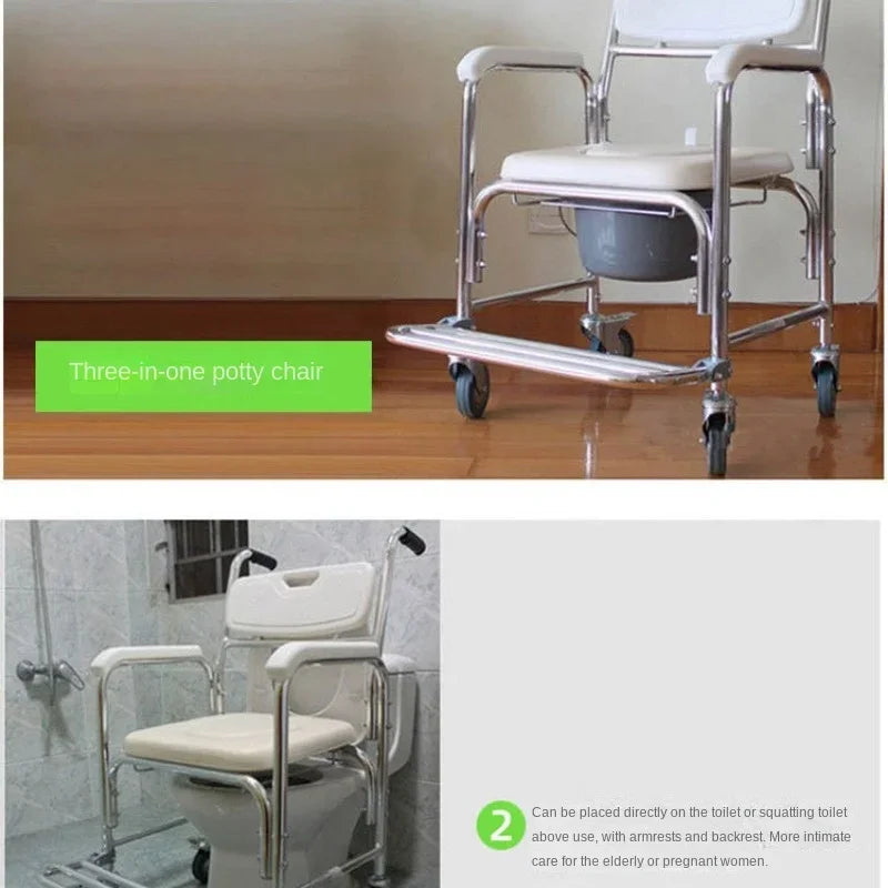 Aluminum Alloy Toilet Wheel Chairs for Disabled Toilet Chairs, Bathroom Bath Chair, Disability Help Commode Chair Toilet Seats