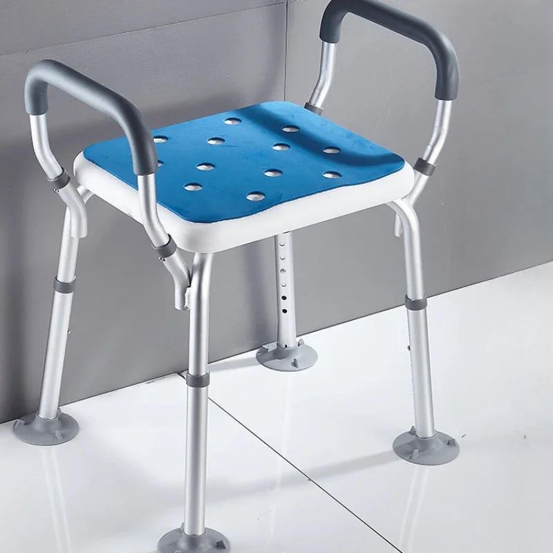 Aluminum Alloy Anti-rust Bath Chair for Patients Home Anti-rollover Bathroom Stool Shower Bench Adjustable Height Non-slip Stool