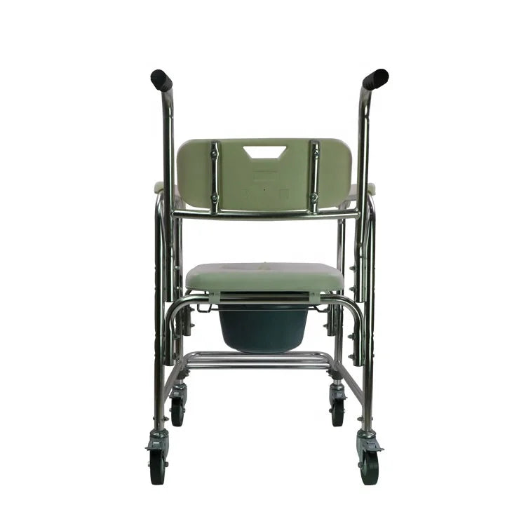 Chinese Manufacturer  Aluminum Folding  Commode Toilet Chair For Elderly With wheels and footstep SC7005B