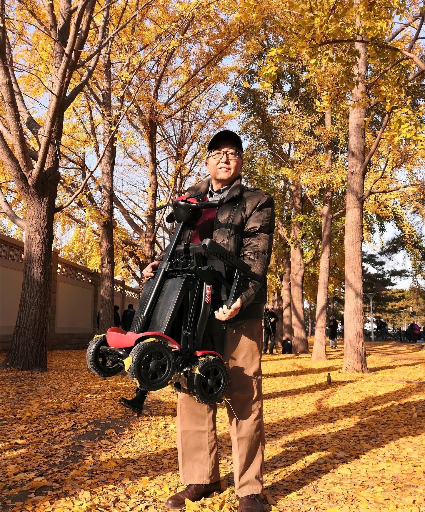 Folding Electric Mobility Scooter with Bag for Elderly Handicapped Foldable Scooter 4 Wheel Adult Auto