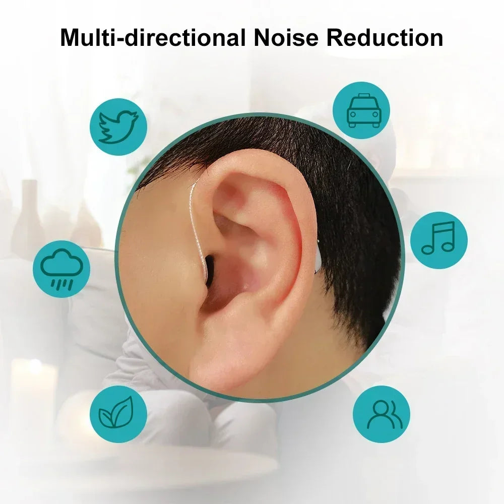 Self-Fitting OTC Hearing Aids, Mild to Moderate Hearing Loss,Bluetooth Hearing Aid with Invisible Fit Noise Support