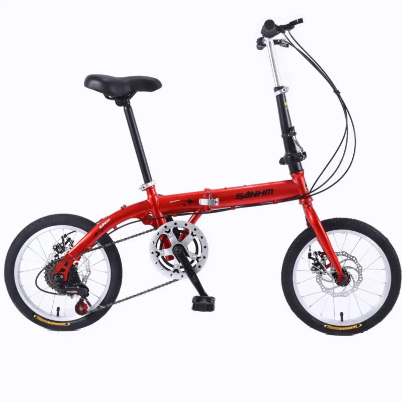 16-Inch Variable Speed Folding Bicycle Adult Student Male and Female Single Speed Portable Bicycle