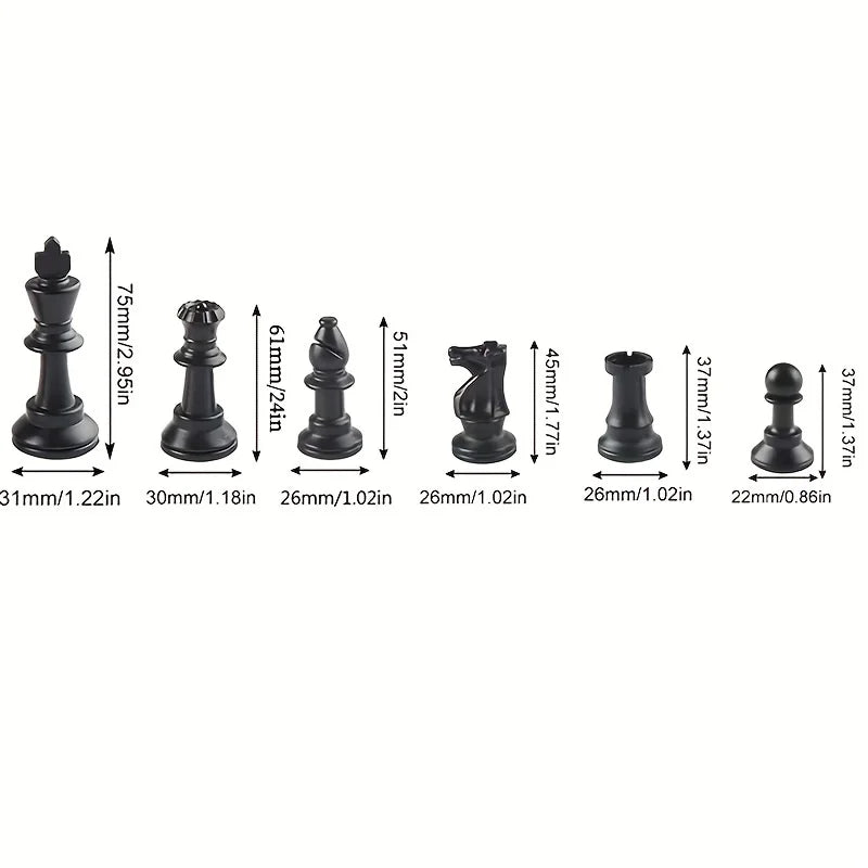 32 Full Chess Pieces/Plastic Complete Chess Game King Height 7.5CM，Chess Pieces Only