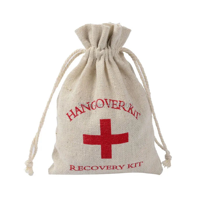 Hangover Kit Wedding Souvenirs Holder Bag 4"x6" Cotton Gift First Aid Gift Bags Party Favors For a Holiday Hand Made