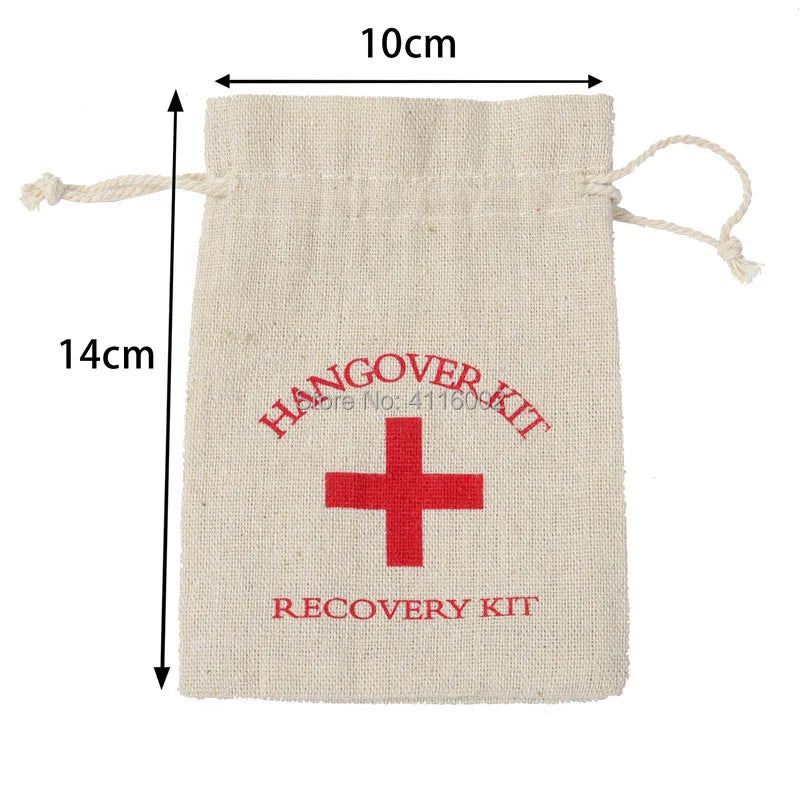 Hangover Kit Wedding Souvenirs Holder Bag 4"x6" Cotton Gift First Aid Gift Bags Party Favors For a Holiday Hand Made